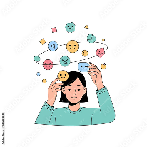 Woman experiencing mixed mental emotions.