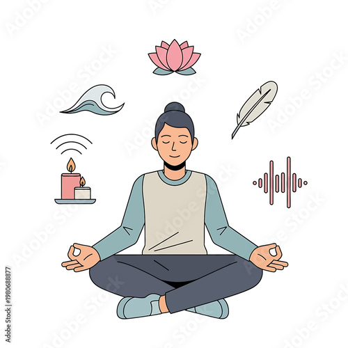 Woman meditating in lotus position 9.