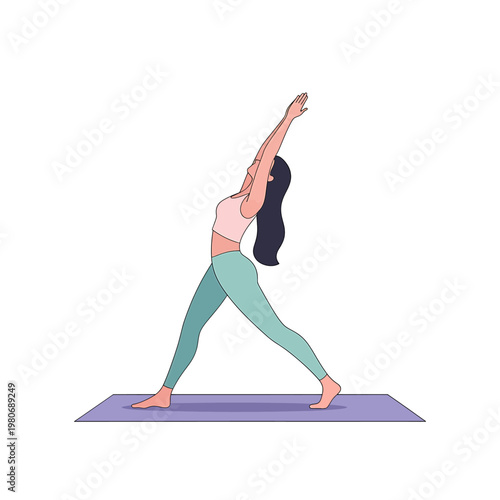 Woman doing yoga on purple mat 1.