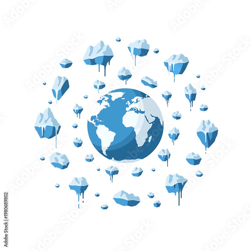 Ice melting around the globe earth.