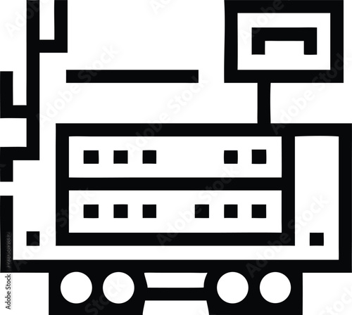 Heavy duty industrial flatbed truck with specialized equipment and loading mechanism