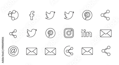 Social media icons on white background 10.