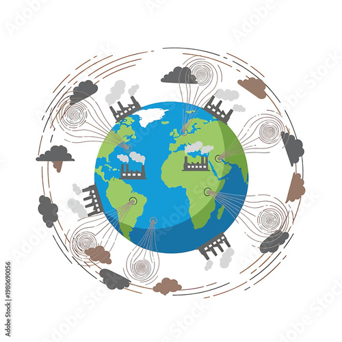 Globe with weather forecast symbols around.