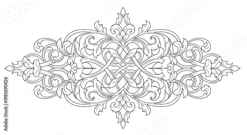 Intricate Ornate Floral Design Element 2.