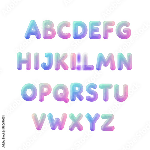 Multicolored alphabet letters in pastel colors 1.