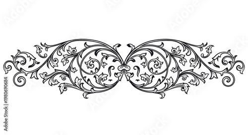 Intricate Floral Scroll Design Element.