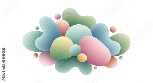 Colorful abstract shapes cluster together.