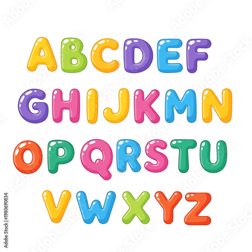 Colorful Alphabet Letters in Bubbles 6.