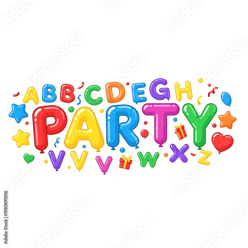 Colorful Party Letters and Symbols.