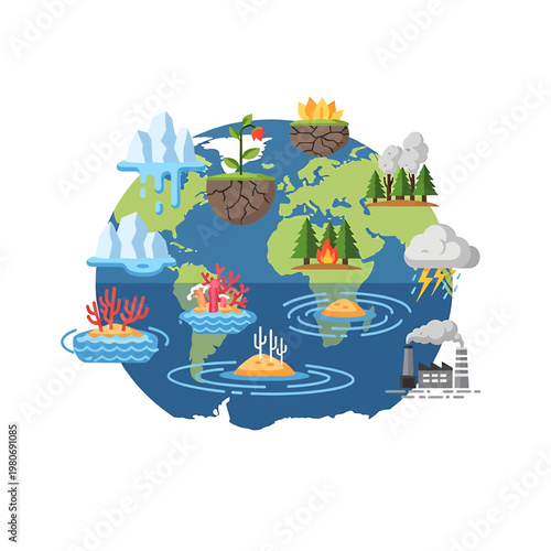 Earth with environmental pollution issues.