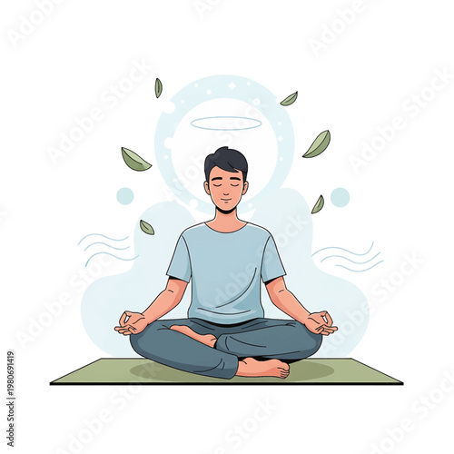 Man Sitting in Lotus Position Meditating 1.