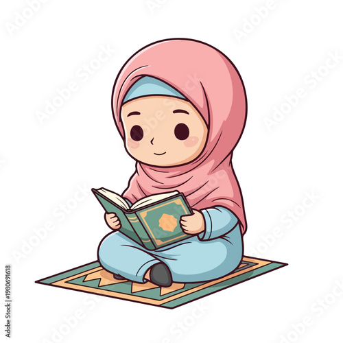 Cute Little Muslim Girl in Religious Outfit