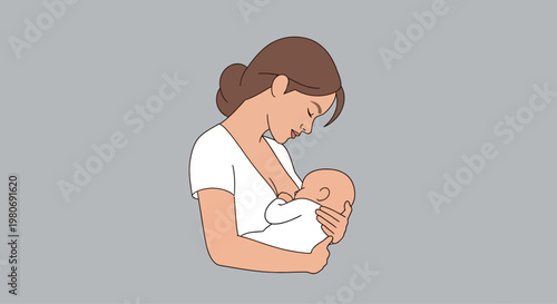 A mother breastfeeding her newborn baby with love and care.
