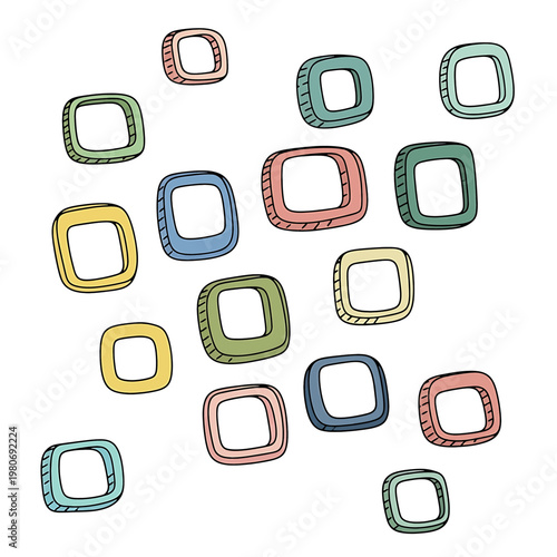 Colorful Square Shapes Floating Together.