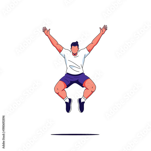 Man jumping in the air happily.