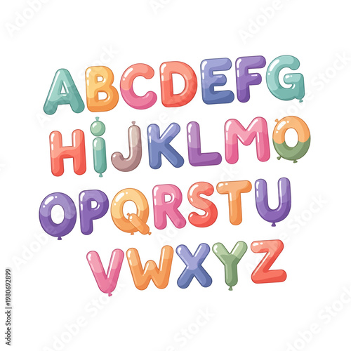 Multicolored Alphabet Letters in Balloons.