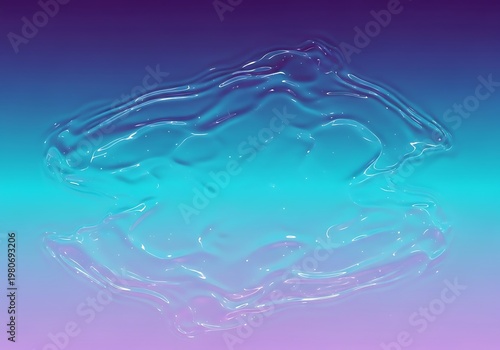 Abstract translucent form reflecting against vibrant gradient background