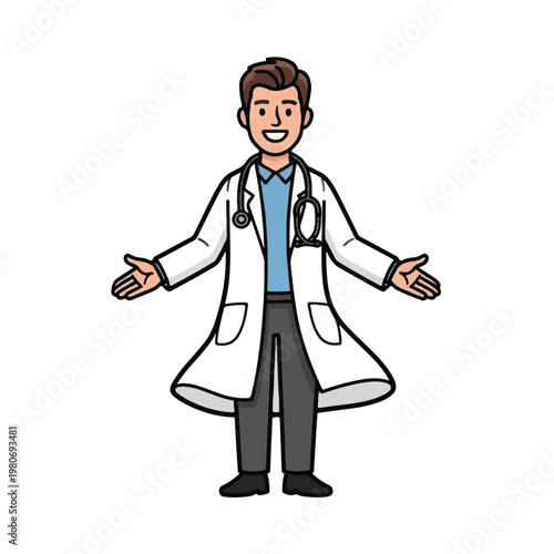 Smiling Doctor Wearing White Coat.