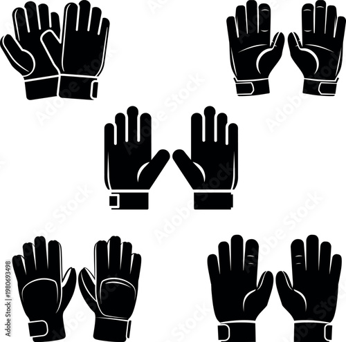 Cricket wicket keeping gloves black silhouette collection for sports protection