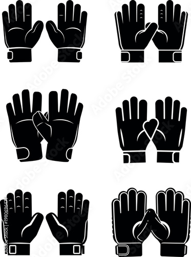 Cricket wicket keeping gloves black silhouette collection for sports protection