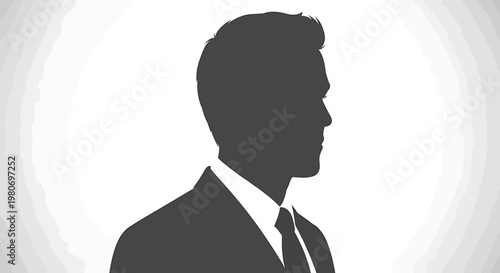 Professional businessman's dark silhouette profile on a gradient background, representing anonymity and a generic human figure for corporate or professional contexts