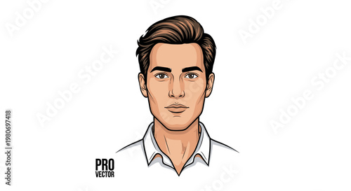 Stylized Profile Illustration of a Man's Head with Sharp Haircut