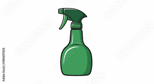 Green spray bottle with black outline and handle
