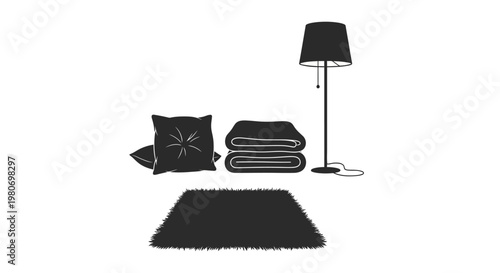Black furniture and home decor items.