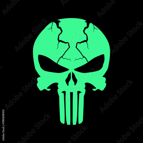Cracked Skull Silhouette Graphic Symbol Of Menace And Gothic Horror