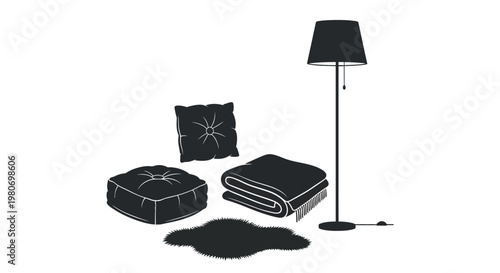 Black pillow and blanket set indoors.