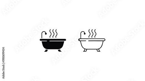 hot bathtub steam icon set with warm water spa symbol minimalist vector illustration for bathroom relaxation wellness ui design