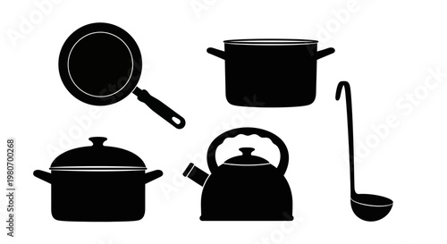 Kitchen Cooking Utensils and Pots.
