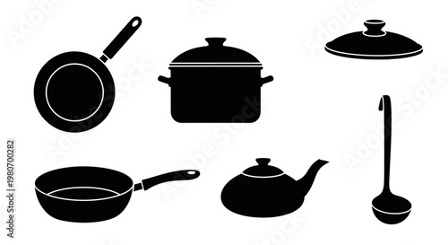 Kitchen Cooking Utensils and Pots.