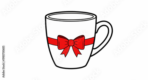 White mug with a red bow
