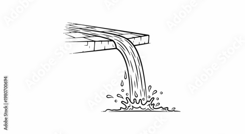 Water cascades over a ledge, creating a splash