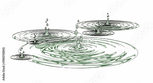 Ripples form on water surface from falling drops