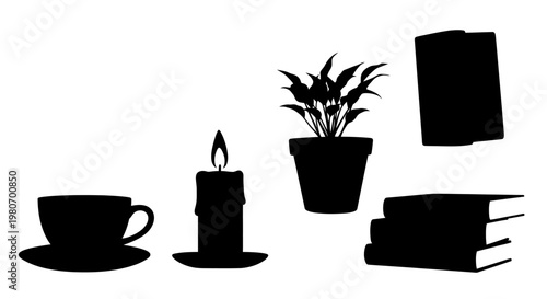 Silhouette of books on a table.