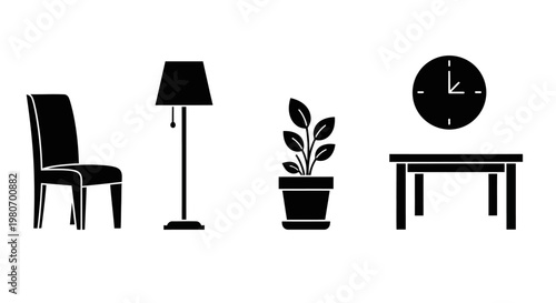 Silhouette of chair and home decor.