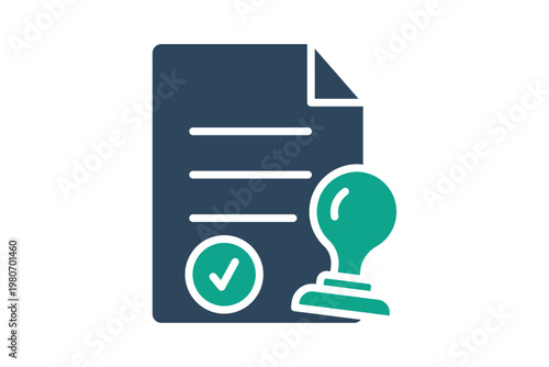 Permit solid icon. Icon related to legality. Government elements vector illustration
