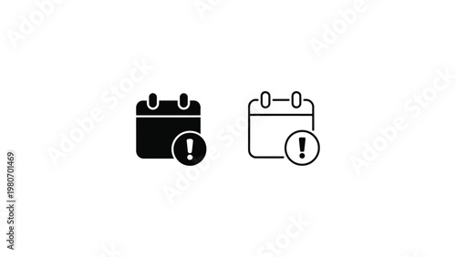 calendar reminder icon set with alert notification symbol minimalist vector illustration for schedule warning event deadline planning ui design