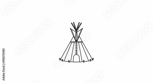 Simple outline drawing of a traditional indigenous dwelling