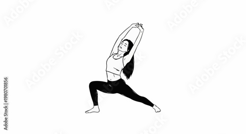 Woman stretching with arms overhead in a warrior pose