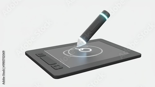 Graphic tablet with stylus pen.