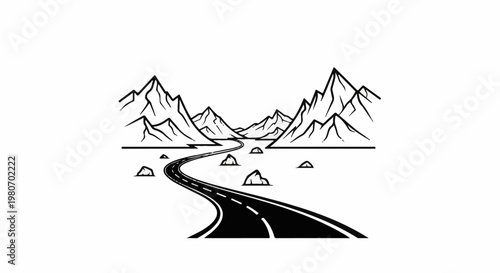 Winding road through mountains