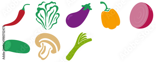 Set of Colorful Vegetable Icons
