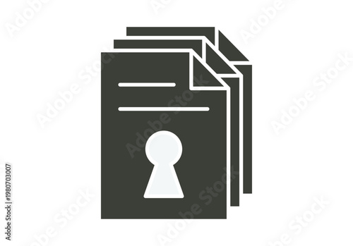 Pila de documentos con símbolo de cerradura para representar archivos protegidos o información confidencial