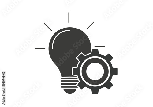 Bombilla con engranaje como concepto de idea creativa y ejecución técnica