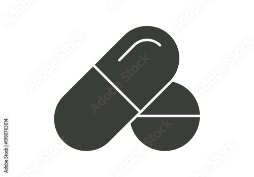 Par de medicamentos compuestos por una cápsula y una pastilla circular que representan el tratamiento farmacológico y la salud