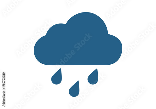 Icono meteorológico de nube con gotas de lluvia que representa un pronóstico de tiempo lluvioso y precipitaciones