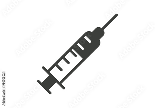 Icono de jeringa médica con aguja para administración de vacunas o extracción de muestras de sangre en entorno clínico
